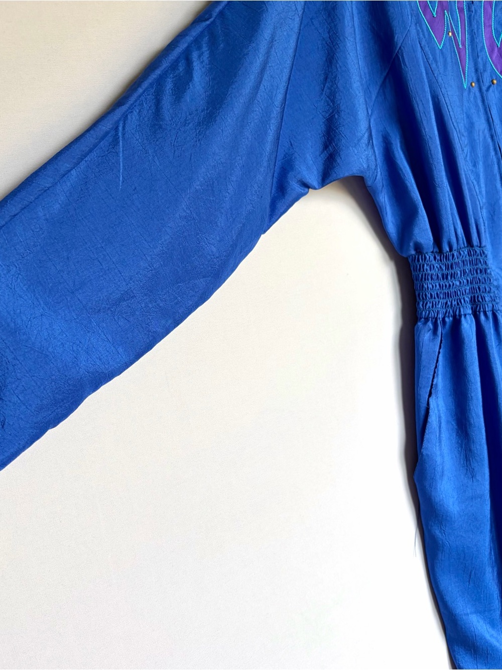 VTG 80s Joan Walters Parachute Jumpsuit Size 4 Petite Cobalt Blue Western NOS - Picture 9 of 16